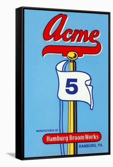 Acme 5 Broom Label-null-Framed Stretched Canvas