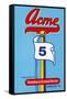 Acme 5 Broom Label-null-Framed Stretched Canvas