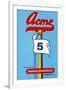 Acme 5 Broom Label-null-Framed Art Print