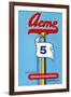 Acme 5 Broom Label-null-Framed Art Print