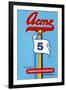 Acme 5 Broom Label-null-Framed Art Print