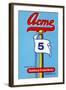 Acme 5 Broom Label-null-Framed Art Print