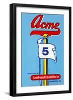 Acme 5 Broom Label-null-Framed Art Print