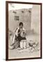 Acoma Pueblo Indian Woman Decorating Pottery-null-Framed Art Print