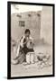 Acoma Pueblo Indian Woman Decorating Pottery-null-Framed Art Print