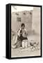 Acoma Pueblo Indian Woman Decorating Pottery-null-Framed Stretched Canvas
