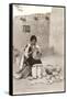 Acoma Pueblo Indian Woman Decorating Pottery-null-Framed Stretched Canvas