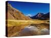 Aconcagua Mountain reflecting in the Espejo Lagoon, Aconcagua Provincial Park, Central Andes, Mendo-Karol Kozlowski-Stretched Canvas