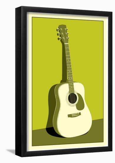 Acoustic Guitar Green Music Poster Print-null-Framed Poster