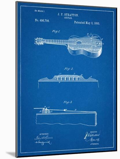 Acoustic Guitar Patent-null-Mounted Art Print