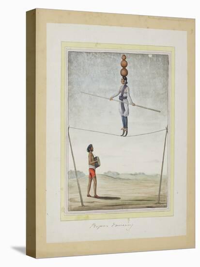 Acrobat on a Tightrope, Drummer Below, C.1820-null-Stretched Canvas