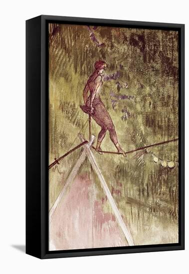Acrobat on Tightrope-Henri de Toulouse-Lautrec-Framed Stretched Canvas