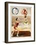 Acrobatic Performance'. Acrobats and a Clown Performing in the Circus Ring-null-Framed Giclee Print