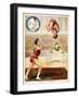 Acrobatic Performance'. Acrobats and a Clown Performing in the Circus Ring-null-Framed Giclee Print