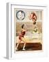 Acrobatic Performance'. Acrobats and a Clown Performing in the Circus Ring-null-Framed Giclee Print