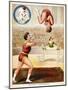 Acrobatic Performance'. Acrobats and a Clown Performing in the Circus Ring-null-Mounted Giclee Print