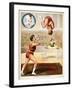 Acrobatic Performance'. Acrobats and a Clown Performing in the Circus Ring-null-Framed Giclee Print