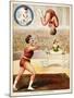 Acrobatic Performance'. Acrobats and a Clown Performing in the Circus Ring-null-Mounted Giclee Print