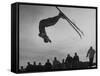 Acrobatic Skier Jack Reddish in Somersault at Sun Valley Ski Resort-J^ R^ Eyerman-Framed Stretched Canvas