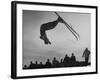 Acrobatic Skier Jack Reddish in Somersault at Sun Valley Ski Resort-J^ R^ Eyerman-Framed Photographic Print