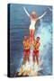 Acrobatic Water Skiing, Retro-null-Stretched Canvas