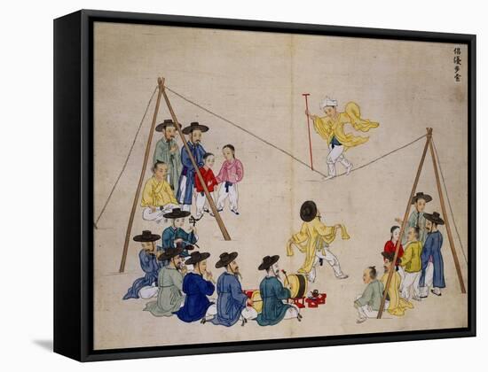 Acrobats on a Tightrope-Kim Junkeun-Framed Stretched Canvas