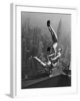 Acrobats Performing on the Empire State Building-null-Framed Photographic Print