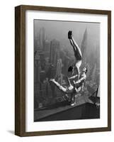 Acrobats Performing on the Empire State Building-null-Framed Photographic Print