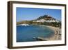 Acropolis and Village, Lindos Beach. Lindos, Rhodes, Dodecanese, Greek Islands, Greece, Europe-Tuul-Framed Photographic Print