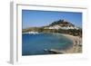 Acropolis and Village, Lindos Beach. Lindos, Rhodes, Dodecanese, Greek Islands, Greece, Europe-Tuul-Framed Photographic Print