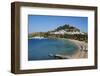 Acropolis and Village, Lindos Beach. Lindos, Rhodes, Dodecanese, Greek Islands, Greece, Europe-Tuul-Framed Photographic Print