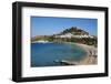 Acropolis and Village, Lindos Beach. Lindos, Rhodes, Dodecanese, Greek Islands, Greece, Europe-Tuul-Framed Photographic Print