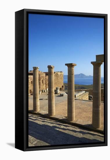 Acropolis, Lindos, Rhodes, Dodecanese, Greek Islands, Greece, Europe-Tuul-Framed Stretched Canvas