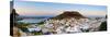 Acropolis of Lindos and Village Illuminated at Dusk, Lindos, Rhodes, Greece-Doug Pearson-Stretched Canvas