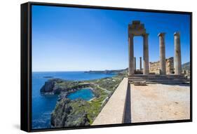 Acropolis of Lindos, Rhodes, Dodecanese Islands, Greek Islands, Greece, Europe-Michael Runkel-Framed Stretched Canvas