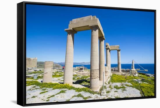 Acropolis of Lindos, Rhodes, Dodecanese Islands, Greek Islands, Greece, Europe-Michael Runkel-Framed Stretched Canvas