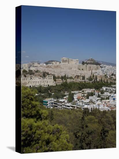 Acropolis on the Skyline, Athens, Greece, Europe-Angelo Cavalli-Stretched Canvas