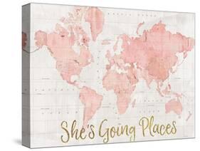 Across the World Shes Going Places Pink-Sue Schlabach-Stretched Canvas