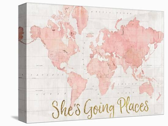 Across the World Shes Going Places Pink-Sue Schlabach-Stretched Canvas