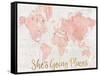 Across the World Shes Going Places Pink-Sue Schlabach-Framed Stretched Canvas