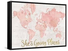 Across the World Shes Going Places Pink-Sue Schlabach-Framed Stretched Canvas