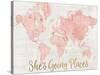 Across the World Shes Going Places Pink-Sue Schlabach-Stretched Canvas