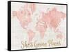 Across the World Shes Going Places Pink-Sue Schlabach-Framed Stretched Canvas