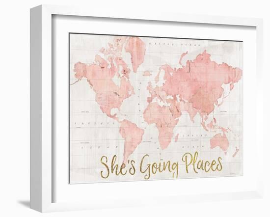 Across the World Shes Going Places Pink-Sue Schlabach-Framed Art Print