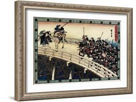 Act 11 Scene 5 of Night Attack; Being Arrested on the Ryogoku Bridge, C. 1838-Utagawa Hiroshige-Framed Giclee Print