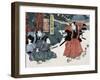 Act Four: Three Actors, One Brandishing a Sword, Japanese Wood-Cut Print-Lantern Press-Framed Art Print