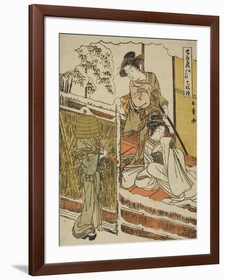Act Nine: Yuranosuke's House in Yamashina from the Play Chushingura, C.1779-80-Katsukawa Shunsho-Framed Giclee Print