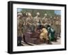 Act of Submission of Ashanti King Prempeh before the British Representative. Engraving, 1901. Color-Tarker-Framed Photographic Print