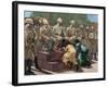 Act of Submission of Ashanti King Prempeh before the British Representative. Engraving, 1901. Color-Tarker-Framed Photographic Print