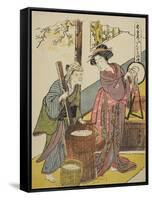 Act Six: Yoichibei's House from the Play Chushingura (Treasury of Loyal Retainers), C.1779-80-Katsukawa Shunsho-Framed Stretched Canvas
